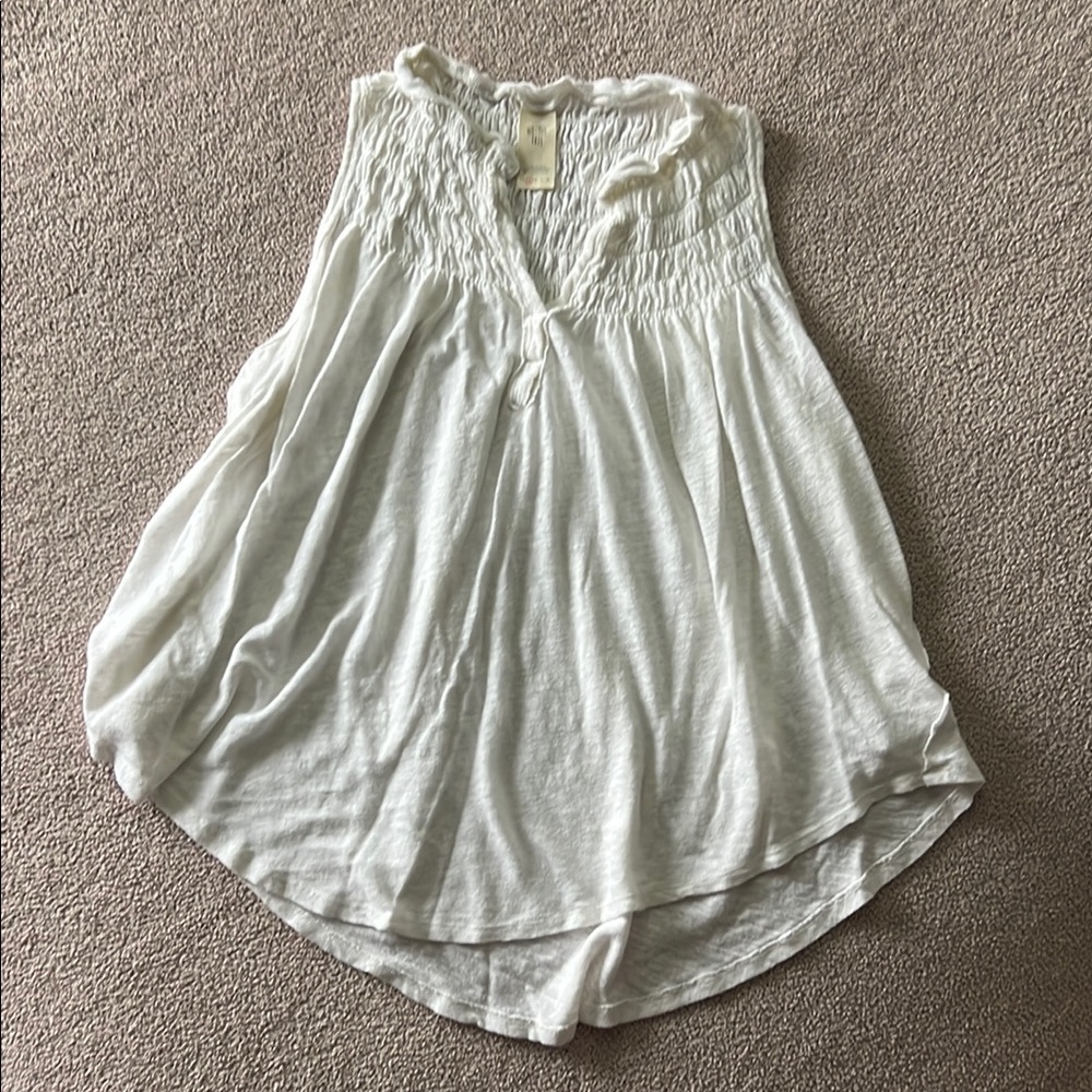 WE THE FREE - Free People - White Sleeveless Linen/Cotton Women's Top